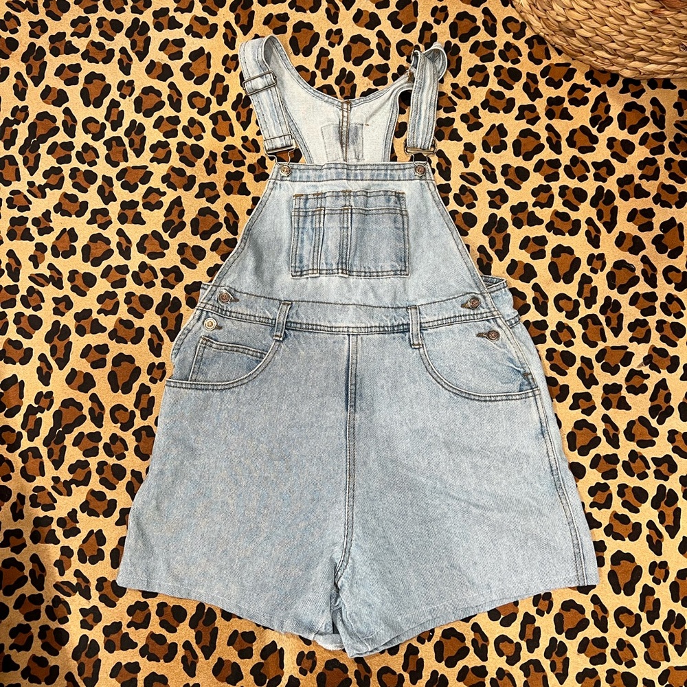 Vintage Light Blue Denim Overall shorts